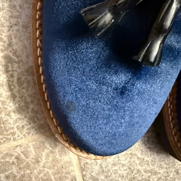 Jon Josef Women's Navy Velvet Loafers - Picture 2 of 8